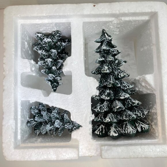 Village Evergreen Trees Cold Cast Porcelain Set Of 3 By Department 56 - Picture 2 of 13